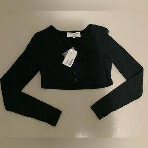 Hippie rose black cropped shirt